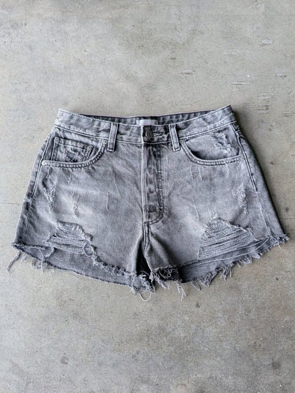 Boyish Cody Distressed Denim Shorts Faded Black size 27